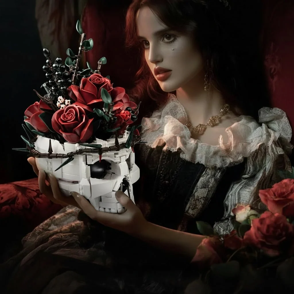 Halloween Decoration Skull Design Gothic Flower Arrangement - Image 3