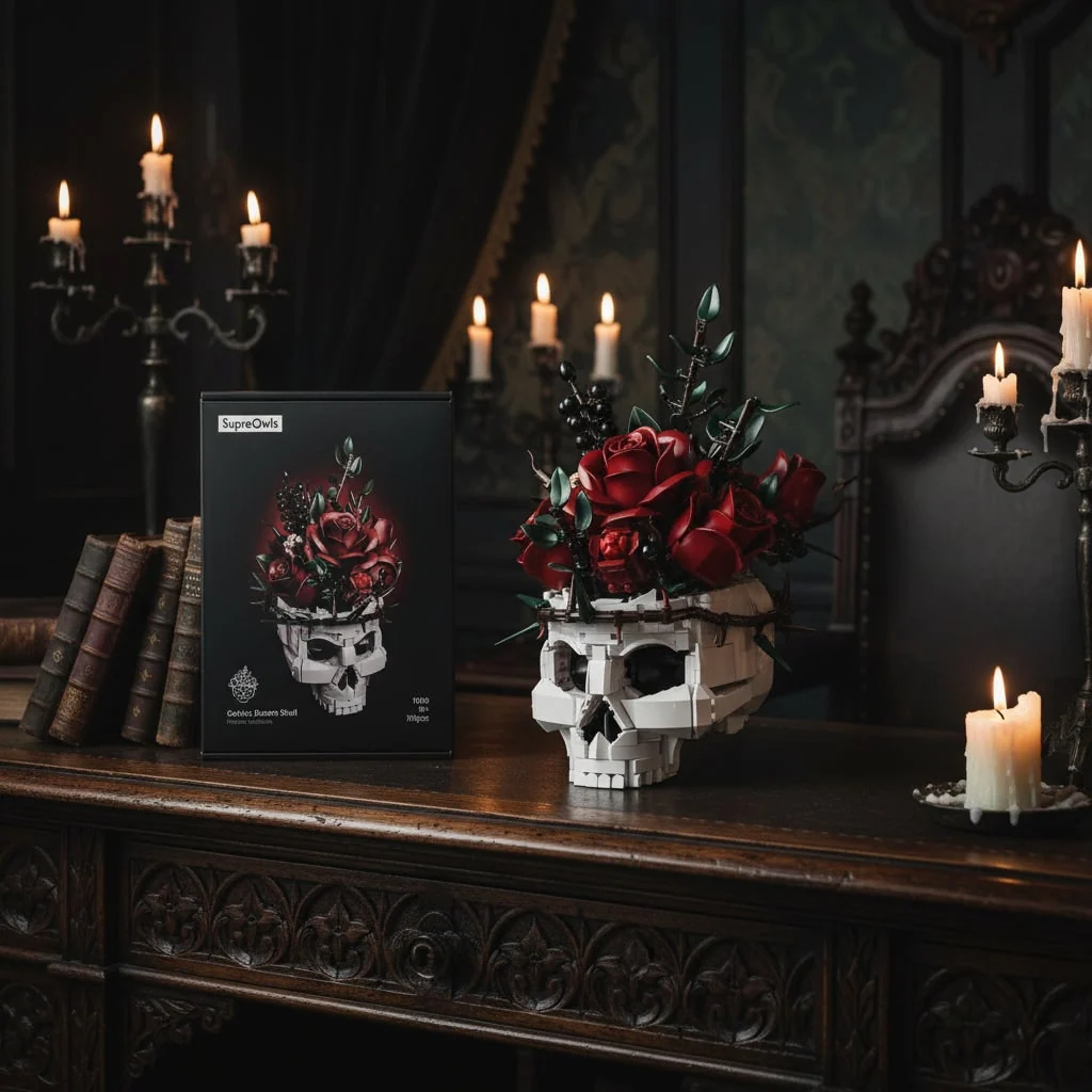 Halloween Decoration Skull Design Gothic Flower Arrangement - Image 2