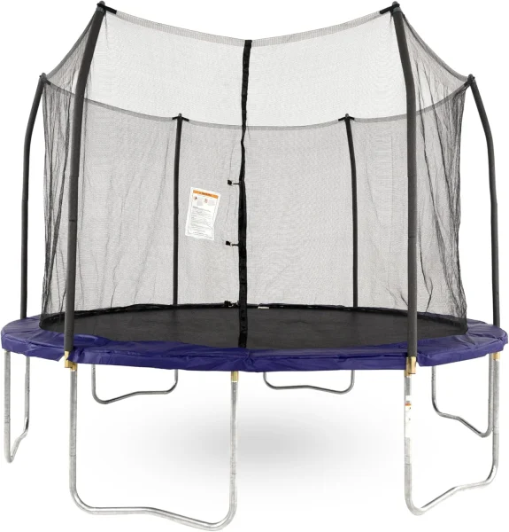 Round Trampoline With Enclosure And Spring Pad, 12-Foot, Blue